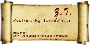 Zvolenszky Tarzícia névjegykártya
